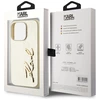 Karl Lagerfeld Wrinkled PU Signature Logo dėklas telefonui Apple iPhone 15 Pro Max aukso spalvos