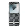 DKNY PU Leather Checkered Pattern and Stripe Samsung Galaxy Z Flip6 dėklas telefonui juodos spalvos