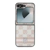 DKNY PU Leather Checkered Pattern and Stripe Samsung Galaxy Z Flip6 dėklas telefonui rožinės spalvos