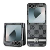 DKNY PU Leather Checkered Pattern and Stripe Samsung Galaxy Z Flip6 dėklas telefonui juodos spalvos