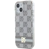 Apple iPhone 15 Plus / 14 Plus DKNY dėklas IML Chequered Mono Pattern &amp; Printed Stripes MagSafe (DKHMP15MHCPTSE) smėlio spalvos