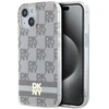Apple iPhone 13 / 14 / 15 DKNY dėklas IML languotas monofoninis raštas ir spausdintos juostelės MagSafe (DKHMP14SHCPTSE) smėlio spalvos