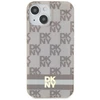 Apple iPhone 13 / 14 / 15 DKNY dėklas IML languotas monofoninis raštas ir spausdintos juostelės MagSafe (DKHMP14SHCPTSE) smėlio spalvos