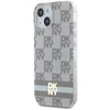 Apple iPhone 13 / 14 / 15 DKNY dėklas IML languotas monofoninis raštas ir spausdintos juostelės MagSafe (DKHMP14SHCPTSE) smėlio spalvos