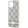 Apple iPhone 13 / 14 / 15 DKNY dėklas IML languotas monofoninis raštas ir spausdintos juostelės MagSafe (DKHMP15SHCPTSE) smėlio spalvos