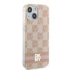 Apple iPhone 13 / 14 / 15 DKNY dėklas IML Checkered Mono Pattern & Printed Stripes MagSafe (DKHMP15SHCPTSP) rožinės spalvos