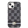 Apple iPhone 13 / 14 / 15 DKNY dėklas IML Checkered Mono Pattern &amp; Printed Stripes MagSafe (DKHMP14SHCPTSK) juodos spalvos