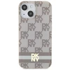 Apple iPhone 15 Plus / 14 Plus DKNY dėklas IML Chequered Mono Pattern &amp; Printed Stripes MagSafe (DKHMP15MHCPTSE) smėlio spalvos