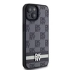 Apple iPhone 15 plus / 14 plus DKNY dėklas odinis Checkered Mono Pattern &amp; Printed Stripes (DKHCP15MPCPTSSK) juodos spalvos