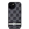 Apple iPhone 15 plus / 14 plus DKNY dėklas odinis Checkered Mono Pattern &amp; Printed Stripes (DKHCP15MPCPTSSK) juodos spalvos