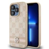 Apple iPhone 15 Pro DKNY odinis dėklas Checkered Mono Pattern & Printed Stripes (DKHCP15LPCPTSSP) rožinės spalvos