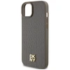 DKNY DKHMP15MPSHRPSW Apple iPhone 15 Plus 14 Plus 6.7 inch rudos spalvos kietas dėklas Leather Pattern Metal Logo Mag