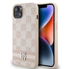 Apple iPhone 15 Plus / 14 Plus DKNY odinis dėklas Checkered Mono Pattern &amp; Printed Stripes (DKHCP15MPCPTSSP) rožinės spalvos