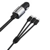 Dudao R5Pro 1x USB, 3.4A automobilinis įkroviklis + 3in1 USB-C / Micro USB / Lightning kabelis (pilkas)
