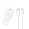 Dudao A4EU USB-A 2.1A laidinis įkroviklis – baltos spalvos + USB-A – Lightning kabelis