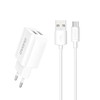 Įkroviklis Dudao (A2EU) + type-C kabelis (2xUSB 5V 2.4A) baltas