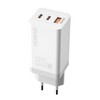 GaN 65W įkroviklis Dudao A7xsEU 2x USB-C + USB (balta)