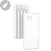 Dudao K6Pro Universal 10000mAh Power Bank su USB kabeliu, USB Type C, Lightning baltos spalvos (K6Pro-baltos spalvos)