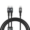 Dudao L3F 2in1 kabelis 100W 1.2m 2 x USB-C – juodos spalvos