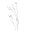Dudao USB kabelis – USB C / micro USB / Lightning 480Mb/s 6A 1.2m – baltos spalvos