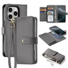 Dux Ducis Lawa Leather dėklas skirtas Apple iPhone 16 Pro Max su Detachable Magnetic Wallet – pilkos spalvos