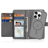 Dux Ducis Lawa Leather dėklas skirtas Apple iPhone 16 Pro Max su Detachable Magnetic Wallet – pilkos spalvos