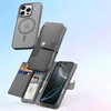 Dux Ducis Lawa Leather dėklas skirtas Apple iPhone 16 Pro Max su Detachable Magnetic Wallet – pilkos spalvos