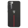 Ferrari FEOSIHCS21MBK S21+ G996 juodos spalvos kietas dėklas Off Track Leather Nylon Stripe
