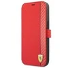 Dėklas Apple iPhone 13 Mini Ferrari Book On Track Carbon Stripe (FESAXFLBKP13SRE) raudonos spalvos