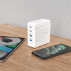 GaN 100W fast laidinis įkroviklis 2 x USB-C / 2 x USB Dudao A100EU - baltos spalvos