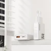 GaN Dudao A30EUT 30W USB-A / USB-C laidinis įkroviklis + USB-C – USB-C kabelis – baltos spalvos