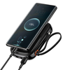 Baseus Qpow Digital Ekranas Fast Charging Power Bank 10000mAh 22.5W QC/PD/SCP/FCP with Built-in USB-C Cable Juodas - OUTLET (Atnaujinta)