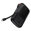 Baseus Qpow Digital Ekranas Fast Charging Power Bank 10000mAh 22.5W QC/PD/SCP/FCP with Built-in USB-C Cable Juodas - OUTLET (Atnaujinta)