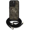 Dėklas Guess PU 4G Metal Logo Crossbody Strap dėkals tavo Apple iPhone 16 Pro Max rudos spalvos