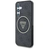 Guess 4G Glitter Triangle Mygtukai MagSafe Samsung Galaxy S25 dėklas telefonui juodos spalvos