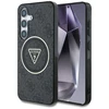 Guess 4G Glitter Triangle Mygtukai MagSafe Samsung Galaxy S25 dėklas telefonui juodos spalvos