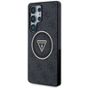 Guess 4G Glitter Triangle Mygtukai MagSafe Samsung Galaxy S25 Ultra dėklas telefonui juodos spalvos