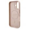 Guess GUHMP16SU4GPRP Apple iPhone 16 6.1″ rožinės spalvos kietas dėklas 4G Logo Plate MagSafe