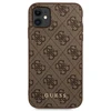 Apple iPhone 11 Guess Dėklas 4G Metal Gold Logo (GUHCN61G4GFBR) rudos spalvos