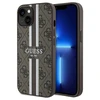 Apple iPhone 13 / 14 / 15 Guess dėklas 4G Printed Stripes MagSafe (GUHMP15SP4RPSW) rudos spalvos