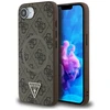 Guess PU 4G Strass Triangle Metal Logo Apple iPhone 16e dėklas telefonui rudos spalvos