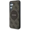 Guess 4G Round Patch Classic Logo MagSafe Samsung Galaxy S25 Plus dėklas telefonui rudos spalvos