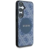 Guess 4G Round Patch Classic Logo MagSafe Samsung Galaxy S25 Plus dėklas telefonui mėlynos spalvos