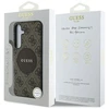 Guess 4G Round Patch Classic Logo MagSafe Samsung Galaxy S25 Plus dėklas telefonui rudos spalvos