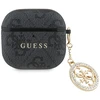 Guess 4G Script PC/PU Charm dėklas skirtas Apple AirPods 4 juodos spalvos