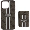 Guess 4G Stripes su portfelem Magsafe Apple iPhone 16 Pro Max dėklas telefonui rudos spalvos