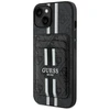 Guess 4G Stripes su portfelem Magsafe Apple iPhone 15 dėklas telefonui juodos spalvos