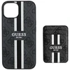 Guess 4G Stripes su portfelem Magsafe Apple iPhone 15 dėklas telefonui juodos spalvos