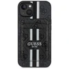Guess 4G Stripes su portfelem Magsafe Apple iPhone 15 dėklas telefonui juodos spalvos