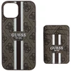Dėklas Guess 4G Stripes with wallet Magsafe Apple iPhone 15 rudos spalvos